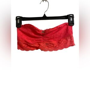 SET OF 2 Aerie American Eagle Lace Bandeau Bra Women’s Size M Coral and Red